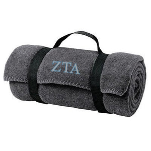 Zeta Tau Alpha Fleece Blanket with Straps, 2-Color Greek Letters - BP10 - EMB
