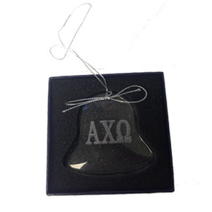 Greek Bell Engraved Glass Christmas Ornament - CRY1402 - LZR