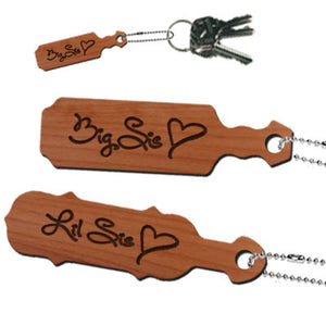 Big Sis or Lil Sis Engraved Paddle Keychain - LZR