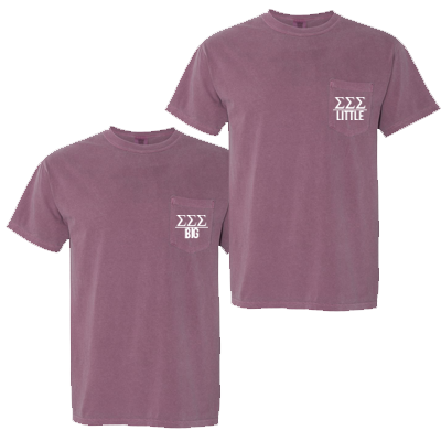 Greek Garment-Dyed Pocket Tee, Printed Big/Lil Line Design - 6030 - CAD