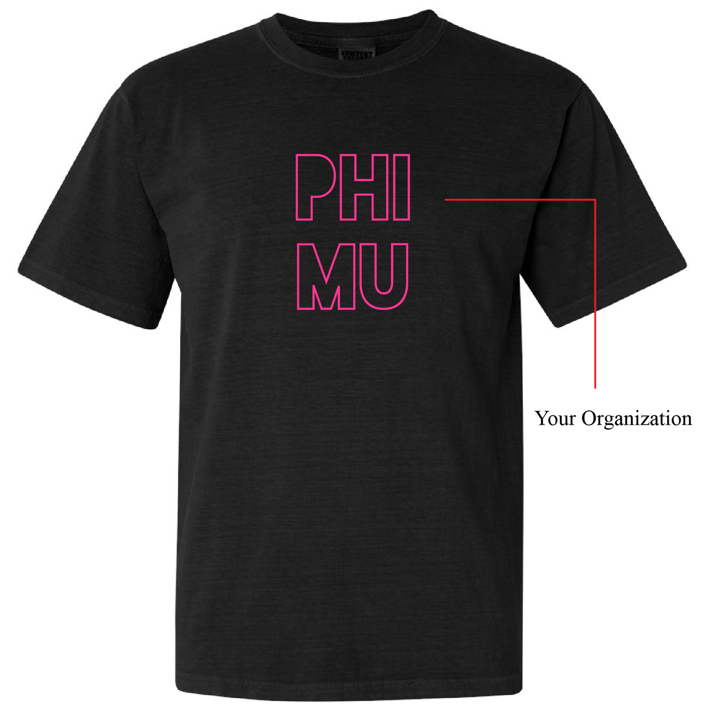 Greek Garment-Dyed T-Shirt, Printed Blockout Design - C1717 - CAD