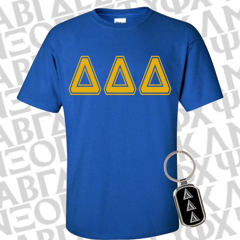 Sorority Varsity Printed Shirt and Metal Keychain, Package Deal, Sorority Bid Day Special - Gildan G500 - CAD - GFT090