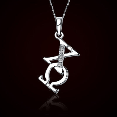 Chi Omega Diagonal Lavalier w/ Stones - GSTC-CO-P003