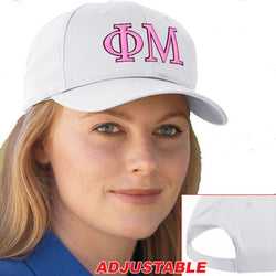 Phi Mu Adjustable Hat, 2-Color Greek Letters - CP80 - EMB