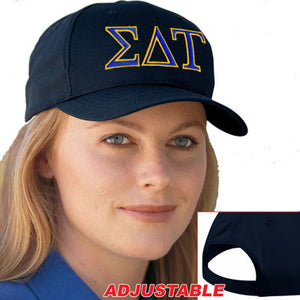 Sigma Delta Tau Adjustable Hat, 2-Color Greek Letters - CP80 - EMB