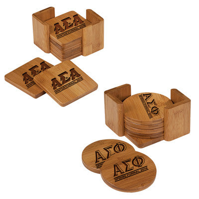 Custom Greek Formal Engraved Coaster Set - CST11, CST12 - LZR