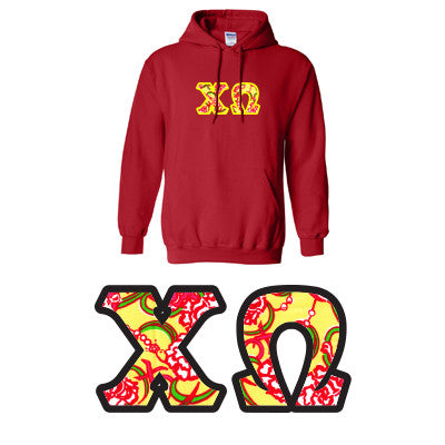 Sorority Printed Pattern Hooded Sweatshirt - Gildan 18500 - DIG