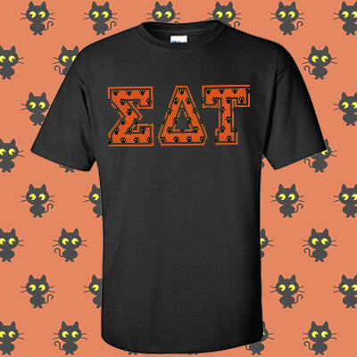 Greek Limited Edition Halloween Cat Lettered T-shirt - Gildan 5000 - DIG