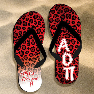 Alpha Omicron Pi Cheetah Print Flip Flops - SBL100 - SUB