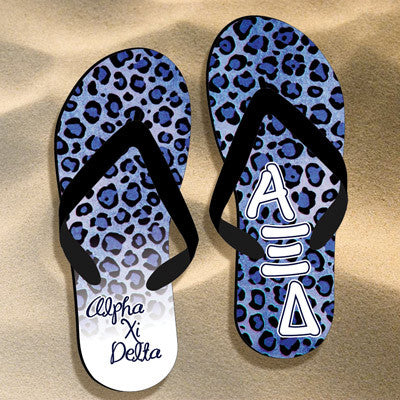 Alpha Xi Delta Cheetah Print Flip Flops - SBL100 - SUB