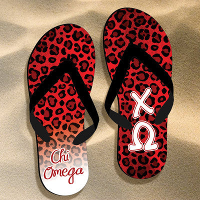 Chi Omega Cheetah Print Flip Flops - SBL100 - SUB