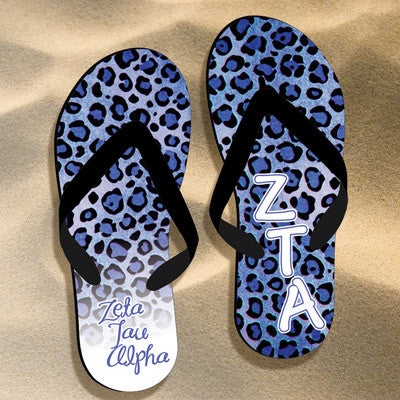 Zeta Tau Alpha Cheetah Print Flip Flops - SBL100 - SUB