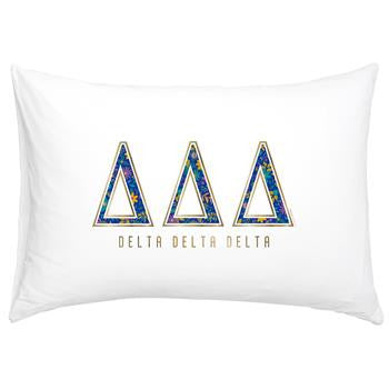 Delta Delta Delta Floral Cotton Pillowcase - Alexandra Co. a3016