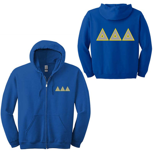 Delta Delta Delta Sorority Full-Zip Hoodie - G186 - TWILL