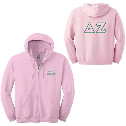 Delta Zeta Sorority Full-Zip Hoodie - G186 - TWILL