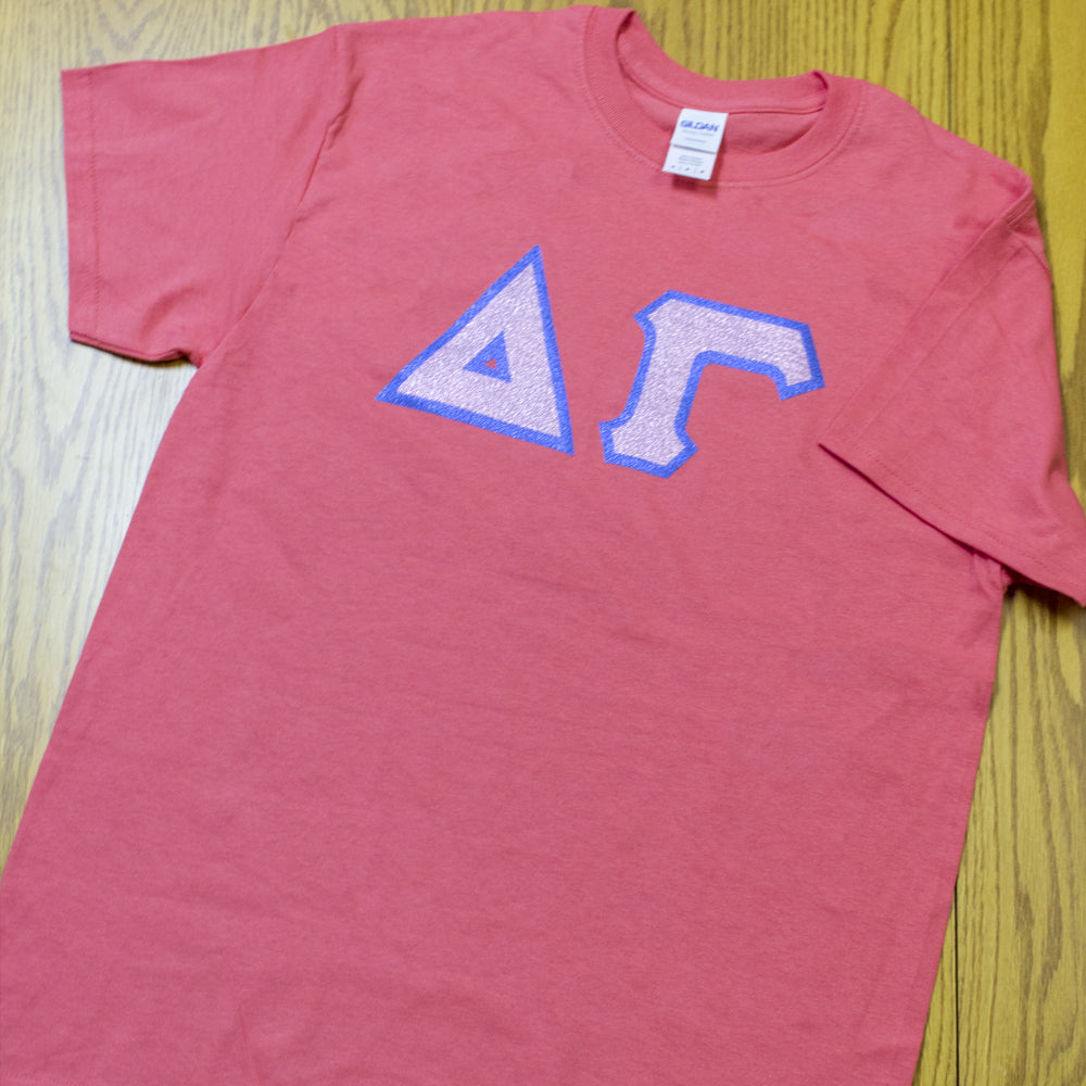 Sorority Letter T-Shirt with Glitter Options - G500 - TWILL