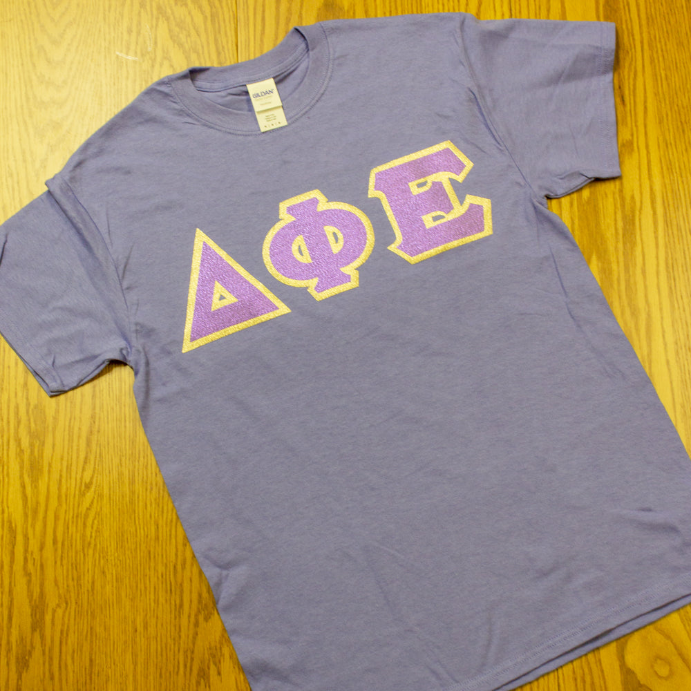 Sorority Letter T-Shirt with Glitter Options - G500 - TWILL