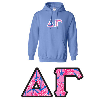Sorority Printed Pattern Hooded Sweatshirt - Gildan 18500 - DIG