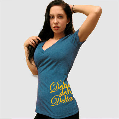 Delta Delta Delta Deep V Sorority Printed Tee - Next Level 6640 - CAD