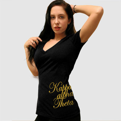 Kappa Alpha Theta Deep V Sorority Printed Tee - Next Level 6640 - CAD