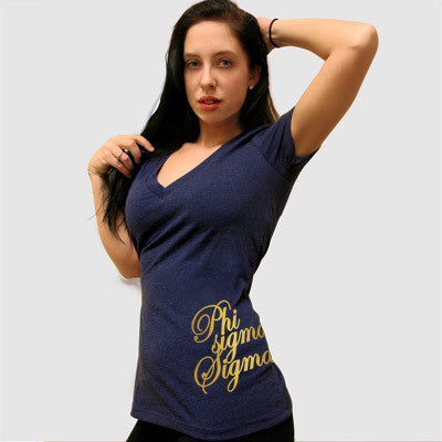 Phi Sigma Sigma Deep V Sorority Printed Tee - Next Level 6640 - CAD