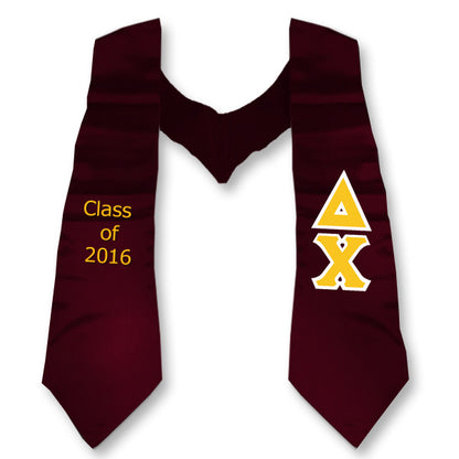 Delta Chi Graduation Stole, 3-inch Twill Letters - TWILL