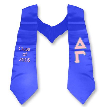 Delta Gamma Graduation Stole, 3-inch Twill Letters - TWILL