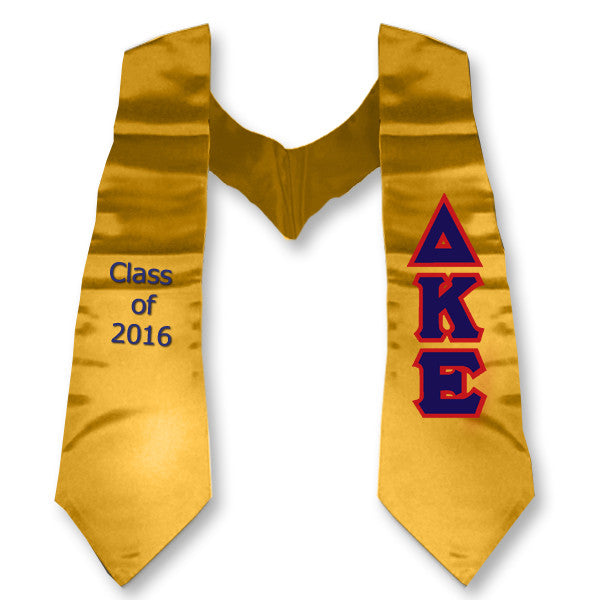 Delta Kappa Epsilon Graduation Stole, 3-inch Twill Letters - TWILL