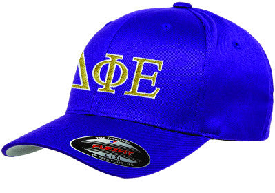 Delta Phi Epsilon Flexfit Fitted Hat, 2-Color Greek Letters - 6277 - EMB