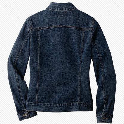 Greek Stonewashed Indigo Denim Jacket, Embroidered Scripted Text - Port Authority J7620 - EMB