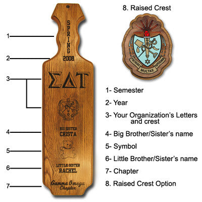 Lambda Phi Epsilon Traditional Greek Paddle w/ Unassembled Letters, Oak
