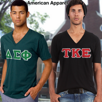 Fraternity V-Neck T-Shirt (Horizontal Letters), 2-Pack Bundle Deal - Bella 3005 - TWILL