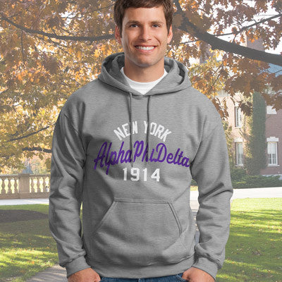 Alpha Phi Delta State and Date Printed Hoody - Gildan 18500 - CAD