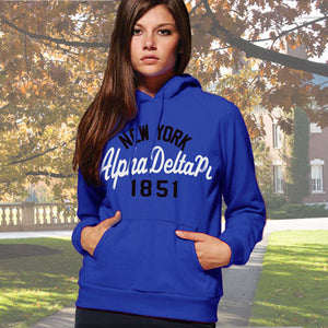 Alpha Delta Pi State and Date Printed Hoody - Gildan 18500 - CAD