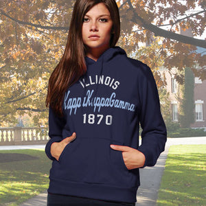 Kappa Kappa Gamma State and Date Printed Hoody - Gildan 18500 - CAD