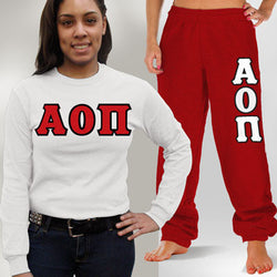 Alpha Omicron Pi Long-Sleeve and Sweatpants, Package Deal - TWILL