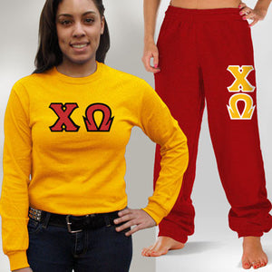 Chi Omega Long-Sleeve and Sweatpants, Package Deal - TWILL