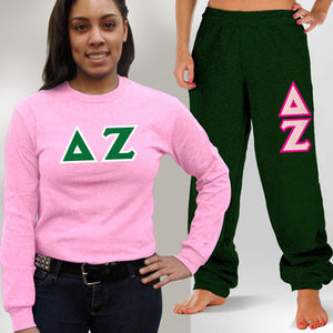 Delta Zeta Long-Sleeve and Sweatpants, Package Deal - TWILL