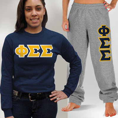 Phi Sigma Sigma Long-Sleeve & Sweatpants, Package Deal - TWILL