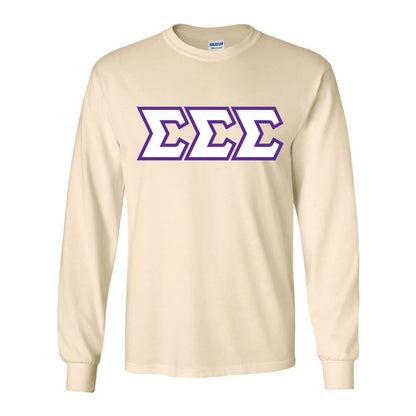 Sorority Long-Sleeve Shirt, Printed Greek Letters - Gildan 2400 - DIG