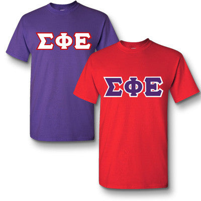 Sigma Phi Epsilon Lettered T-Shirt, 2-Pack Bundle Deal - TWILL