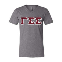 Gamma Sigma Sigma V-Neck Shirt, Horizontal Letters - 3005 - TWILL