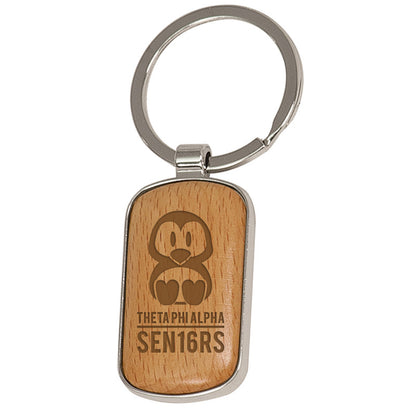 Greek Graduation Engraved Silver/Wood Keychain - GFT136 - LZR