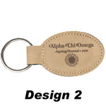 Custom Greek Formal Oval Leather Keychain - GFT175,176 - LZR