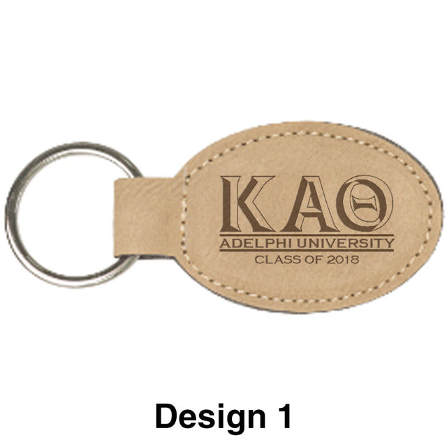 Custom Greek Graduation Oval Leather Keychain - GFT175 - LZR