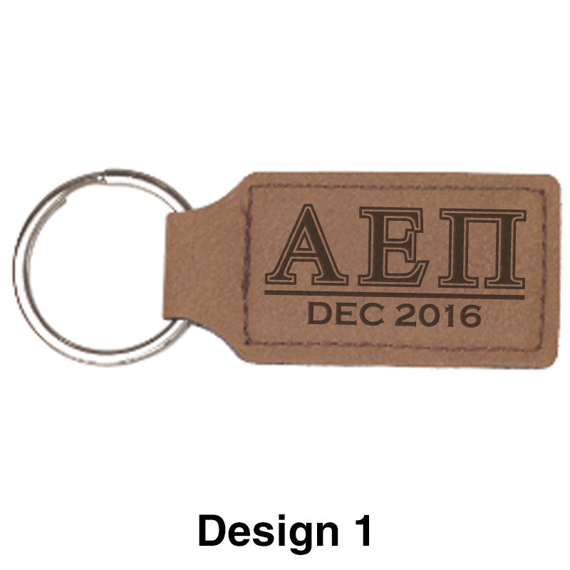 Custom Greek Graduation Rectangle Leather Keychain - GFT178 - LZR