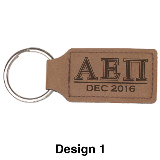 Custom Greek Graduation Rectangle Leather Keychain - GFT178 - LZR