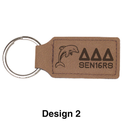 Custom Greek Graduation Rectangle Leather Keychain - GFT178 - LZR