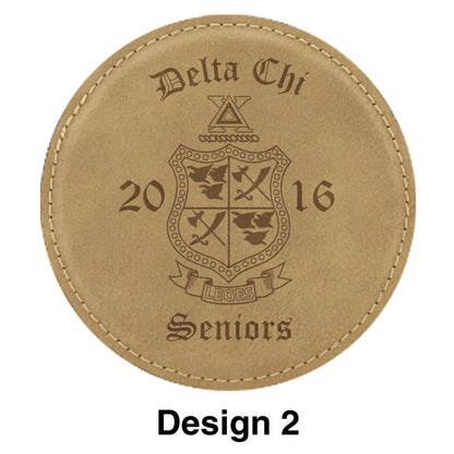 Custom Greek Graduation Leather Coaster - GFT195 - LZR
