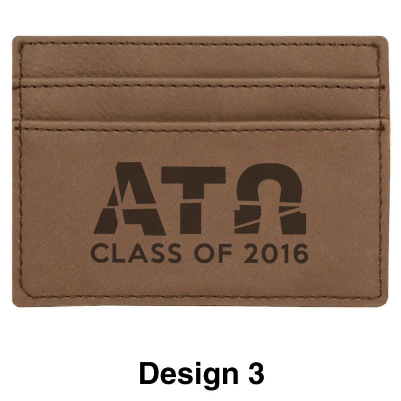 Custom Greek Graduate Dark Brown Leather Wallet - GFT198 - LZR